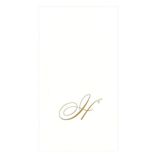 Caspari White Pearl & Gold Paper Linen Single Initial Boxed Guest Towel Napkins - 24 Per Package H 2900GG.H