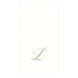 Caspari White Pearl & Gold Paper Linen Single Initial Boxed Guest Towel Napkins - 24 Per Package L 2900GG.L