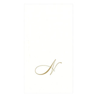 Caspari White Pearl & Gold Paper Linen Single Initial Boxed Guest Towel Napkins - 24 Per Package N 2900GG.N