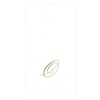 Caspari White Pearl & Gold Paper Linen Single Initial Boxed Guest Towel Napkins - 24 Per Package O 2900GG.O