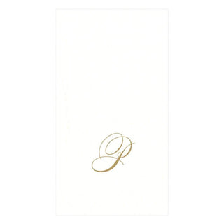 Caspari White Pearl & Gold Paper Linen Single Initial Boxed Guest Towel Napkins - 24 Per Package P 2900GG.P