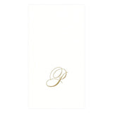 Caspari White Pearl & Gold Paper Linen Single Initial Boxed Guest Towel Napkins - 24 Per Package P 2900GG.P