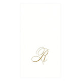 Caspari White Pearl & Gold Paper Linen Single Initial Boxed Guest Towel Napkins - 24 Per Package R 2900GG.R