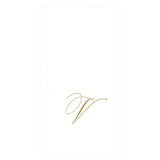 Caspari White Pearl & Gold Paper Linen Single Initial Boxed Guest Towel Napkins - 24 Per Package V 2900GG.V
