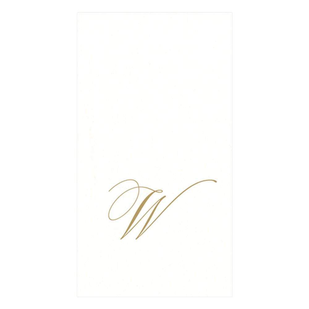 Caspari White Pearl & Gold Paper Linen Single Initial Boxed Guest Towel Napkins - 24 Per Package W 2900GG.W