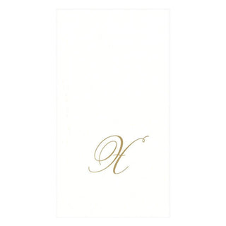 Caspari White Pearl & Gold Paper Linen Single Initial Boxed Guest Towel Napkins - 24 Per Package X 2900GG.X