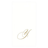 Caspari White Pearl & Gold Paper Linen Single Initial Boxed Guest Towel Napkins - 24 Per Package Y 2900GG.Y