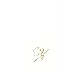 Caspari White Pearl & Gold Paper Linen Single Initial Boxed Guest Towel Napkins - 24 Per Package Z 2900GG.Z