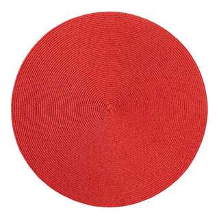 Deborah Rhodes Luxe Lurex Metallic Braided Round Placemat in Holiday Red - 1 Each 30437