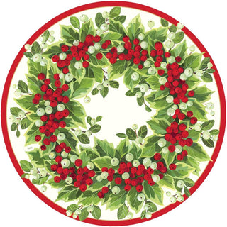 Caspari Holly and Berry Wreath Die-Cut Placemat - 4 Per Package 3074PMSX4