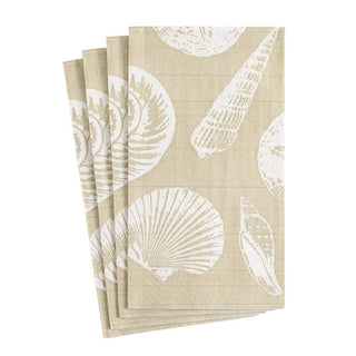 Caspari Shells Paper Guest Towel Napkins in Sand - 15 Per Package 3490G