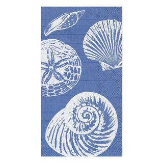 Caspari Shells Paper Guest Towel Napkins in Ocean Blue - 15 Per Package 3491G