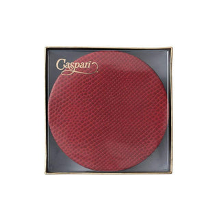 Caspari Round Snakeskin Felt-Backed Coasters in Crimson - 8 Per Box 4007CR