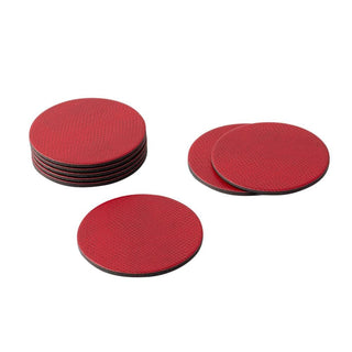 Caspari Round Snakeskin Felt-Backed Coasters & Holder Gift Set in Crimson 4007CR-HWC02