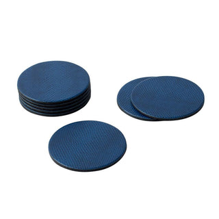 Caspari Round Snakeskin Felt-Backed Coasters & Holder Gift Set in Navy Blue 4008CR-HWC600