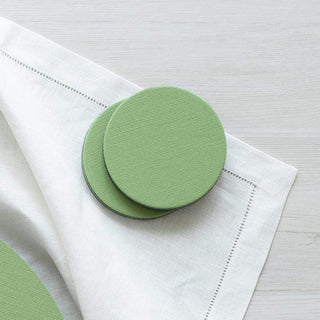 Caspari Classic Canvas Felt-Backed Coasters in Moss Green - 8 Per Box 4017CR