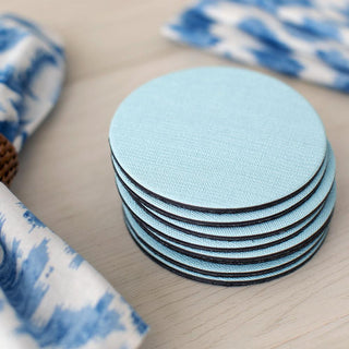 Caspari Classic Canvas Felt-Backed Coasters in Aqua - 8 Per Box 4018CR