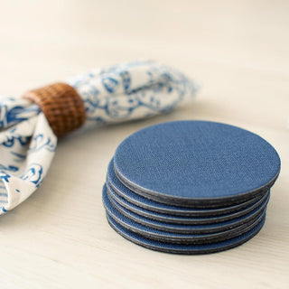 Caspari Classic Canvas Felt-Backed Coasters in Navy - 8 Per Box 4019CR