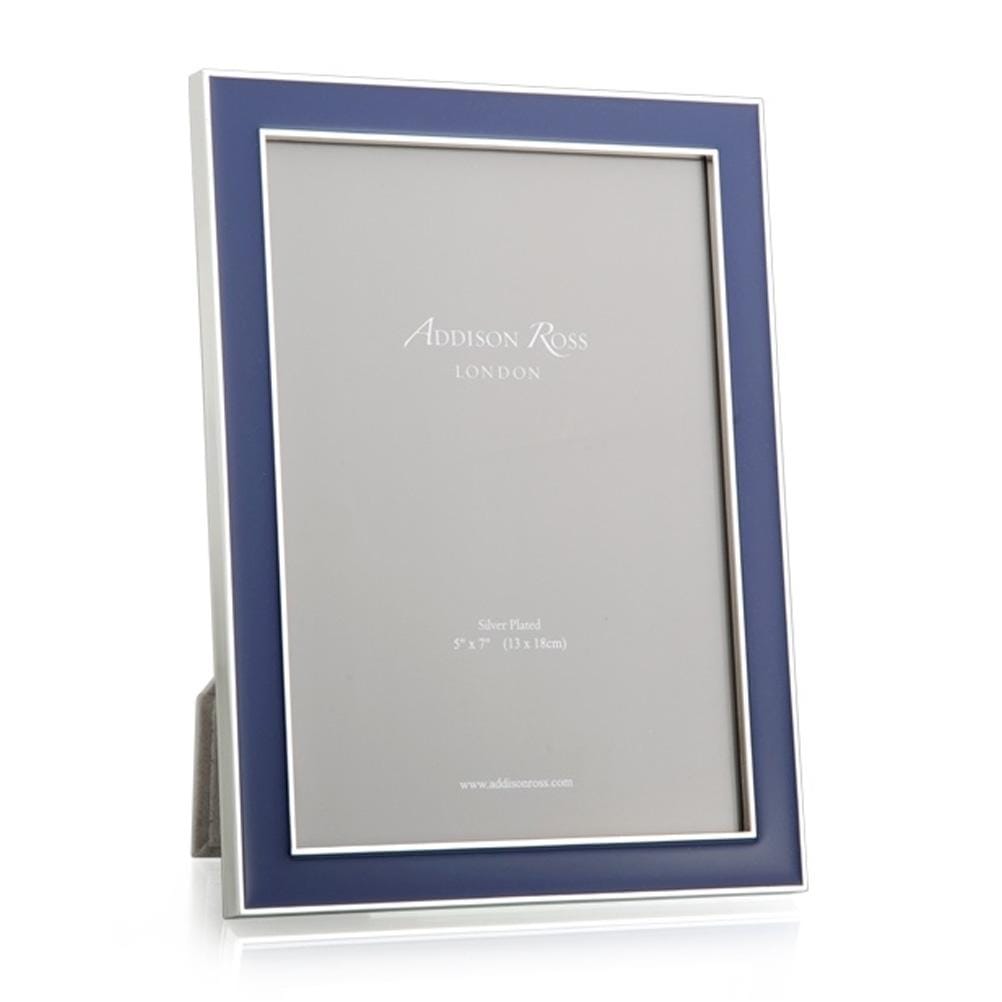 Addison Ross Navy Blue Enamel 4" x 6" Picture Frame with Silver Trim - 1 Each 41099
