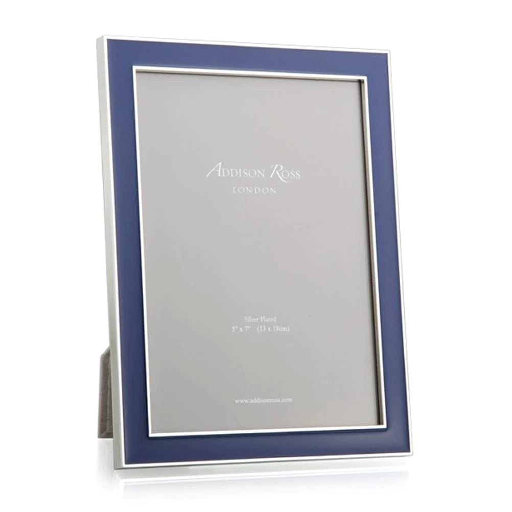 Addison Ross Navy Blue Enamel 5" x 7" Picture Frame with Silver Trim - 1 Each 41100