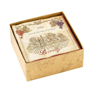 Caspari Wine Labels Boxed Paper Cocktail Napkins in Red - 40 Per Box 4500B