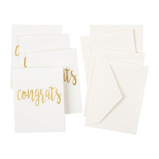 Caspari Congrats Script Gift Enclosure Cards in Gold Foil - 4 Mini Cards & 4 Envelopes 46EENC