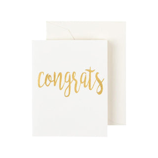 Caspari Congrats Script Gift Enclosure Cards in Gold Foil - 4 Mini Cards & 4 Envelopes 46EENC