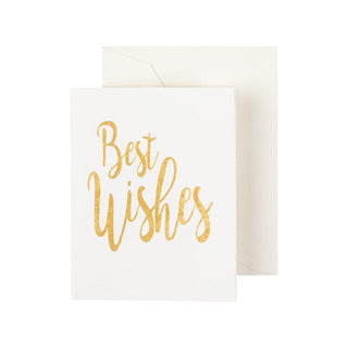 Caspari Best Wishes Script Gift Enclosure Cards in Gold Foil - 4 Mini Cards & 4 Envelopes 46FENC