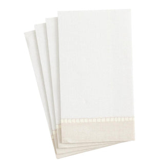 Caspari Linen Border Paper Linen Guest Towel Napkins in Natural - 12 Per Package 4780GG