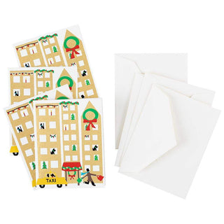 Caspari Christmas in the City Foil Gift Enclosure Cards - 4 Mini Cards & 4 Envelopes 50AENC