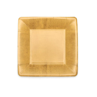 Caspari Gold Leaf Square Paper Salad & Dessert Plates - 8 Per Package 5810SP