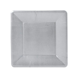 Caspari Silver Leaf Square Paper Salad & Dessert Plates - 8 Per Package 5815SP