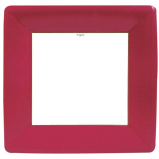 Caspari Grosgrain Square Paper Dinner Plates in Red - 8 Per Package 6014DP