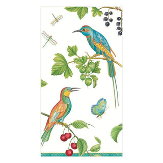 Caspari Jeweled Birds Paper Guest Towel Napkins in Ivory - 15 Per Package 6860G