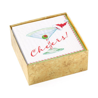 Caspari Christmas Cocktail Cheers! Paper Cocktail Napkins - 40 Per Box 6972B