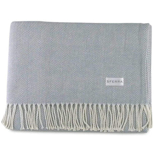 Sferra Celine Herringbone Throw in Slate Blue 780870970114