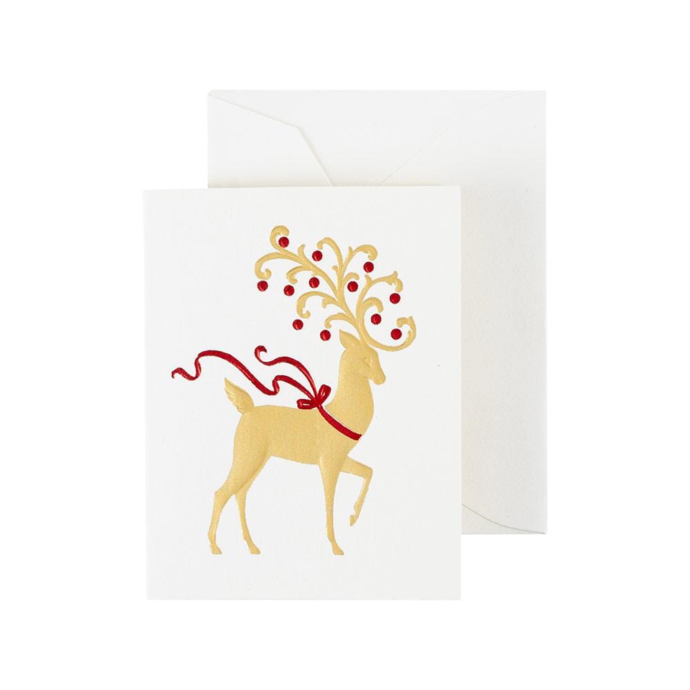 Caspari Reindeer Gift Enclosure Cards - 4 Mini Cards & Envelopes