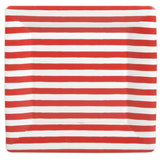 Caspari Red and White Stripe Square Paper Dinner Plates - 8 Per Package 7920DP