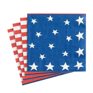 Caspari Stars and Stripes Paper Luncheon Napkins - 20 Per Package 7920L