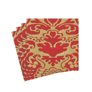 Caspari Palazzo Paper Cocktail Napkins in Red - 20 Per Package 7962C