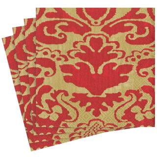 Caspari Palazzo Paper Dinner Napkins in Red - 20 Per Package 7962D