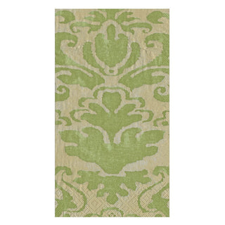 Caspari Palazzo Paper Guest Towel Napkins in Moss Green - 15 Per Package 7968G