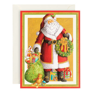 Caspari Traditional Santa Large Boxed Christmas Cards - 16 Cards & 16 Envelopes 81307