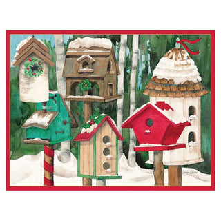 Caspari Birdhouses Boxed Christmas Cards - 16 Cards & 16 Envelopes 82226