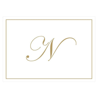 Caspari Gold Embossed Single Initial Boxed Note Cards - 8 Note Cards & 8 Envelopes N 83632.N