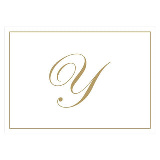 Caspari Gold Embossed Single Initial Boxed Note Cards - 8 Note Cards & 8 Envelopes Y 83632.Y