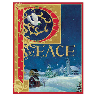 Caspari Peace Large Boxed Christmas Cards - 16 Cards & 16 Envelopes 84317