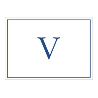 Caspari Navy Embossed Single Initial Boxed Note Cards - 8 Note Cards & 8 Envelopes V 84600.V