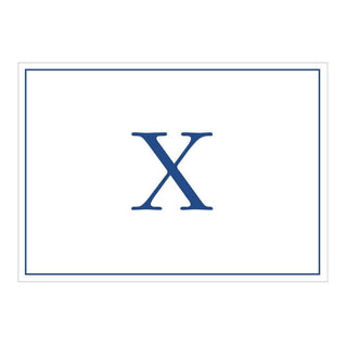 Caspari Navy Embossed Single Initial Boxed Note Cards - 8 Note Cards & 8 Envelopes X 84600.X