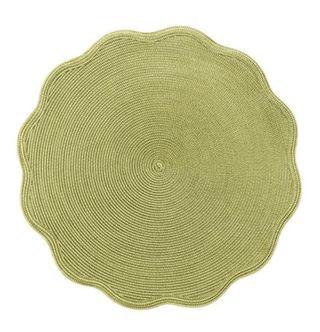 Deborah Rhodes Braided Scallop Edge Round Placemat in Moss & Canary - 1 Each 8502